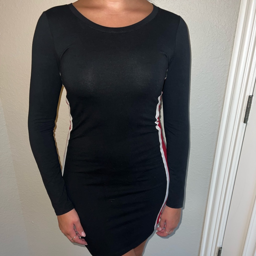 navy, red and white body con dress!